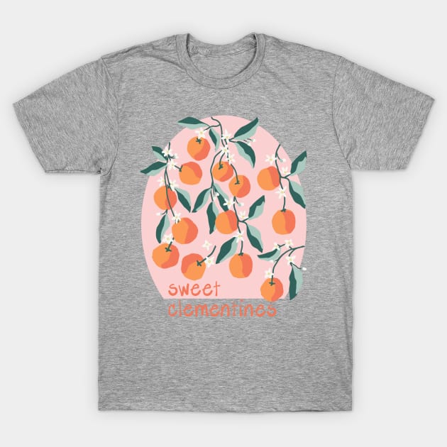 Sweet Clementines Pink T-Shirt by Limezinnias Design